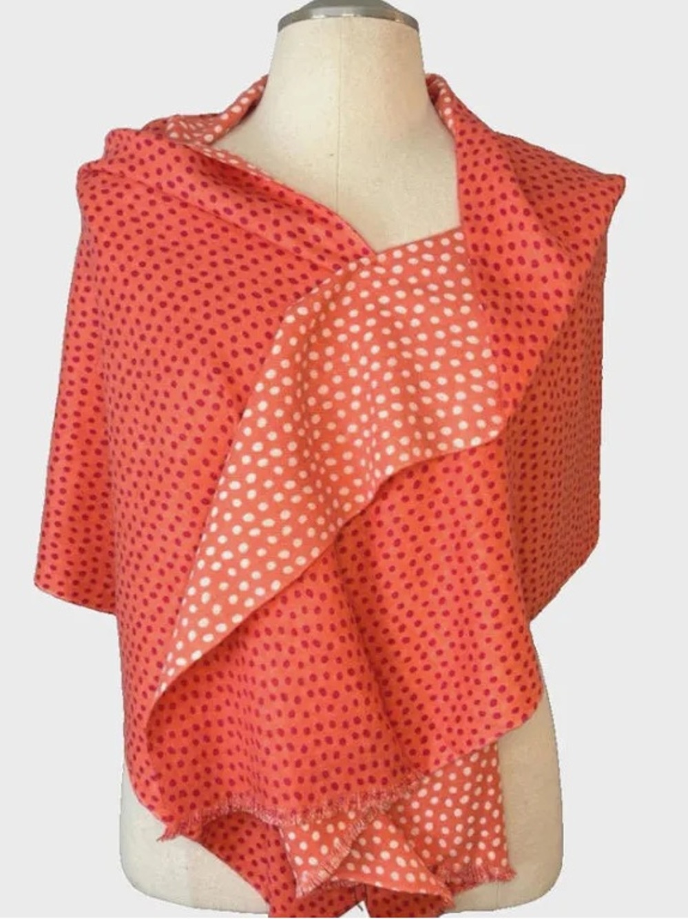 Vera Bradley Coral Meadow Reversible Polka Dot Fringe Scarf Coral/Fuchsia